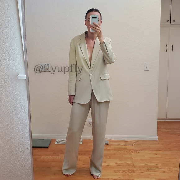 ZARA Matching Set * Satin Effect Blazer & Wide Pants - Picture 6 of 16